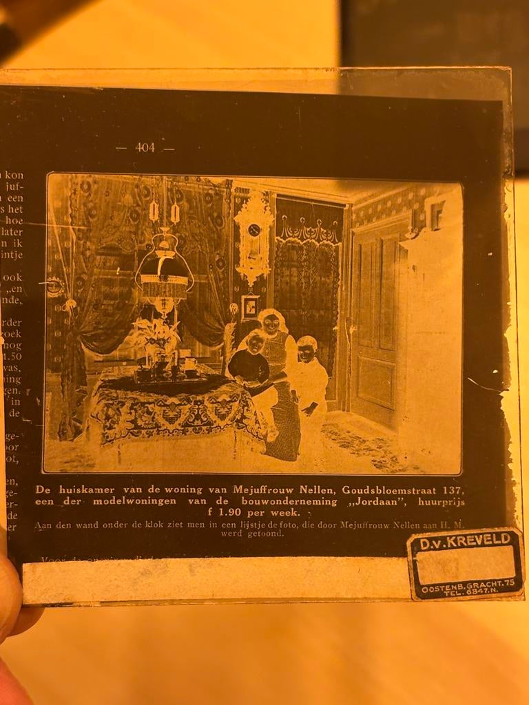 3 Zeldzame lantaarn glasdia's begin 20e eeuw - A’dam Jordaan, Ophalen of Verzenden