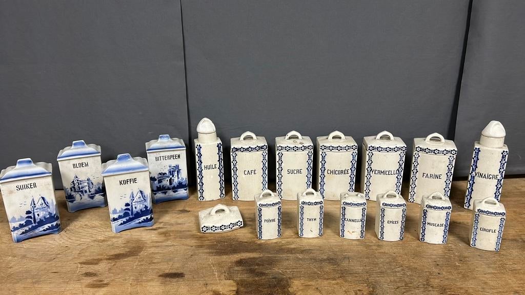 Antieke porselein keuken voorraad potten., Antiek en Kunst, Antiek | Keramiek en Aardewerk, Ophalen of Verzenden