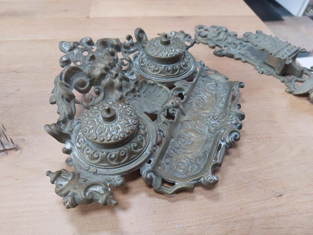 Antiek Koperen Inktstel, Antiek en Kunst, Antiek | Kantoor en Zakelijk, Ophalen of Verzenden