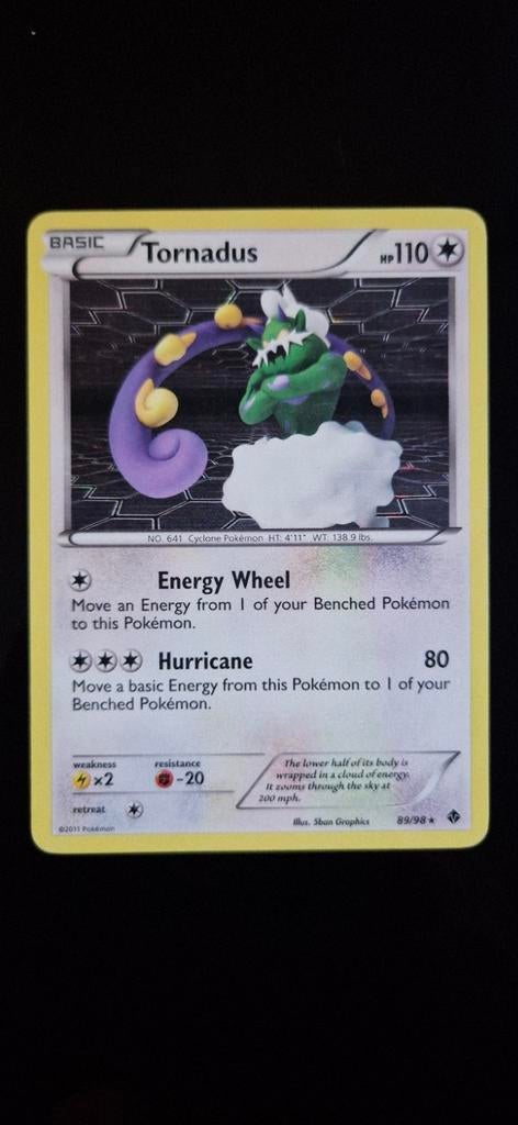 Tornadus 89/98 Pokémon kaart - Zeldzame Holo!, Ophalen of Verzenden, Gebruikt, Losse kaart, Foil