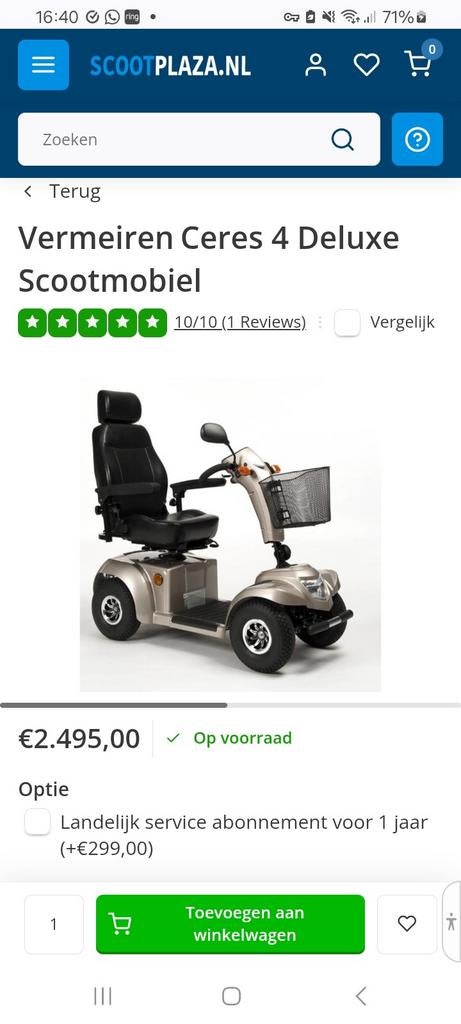 Scootmobiel in zeer goede staat, Diversen, Brommobielen en Scootmobielen, Ophalen of Verzenden, 46 km of meer, 16 km/u of meer