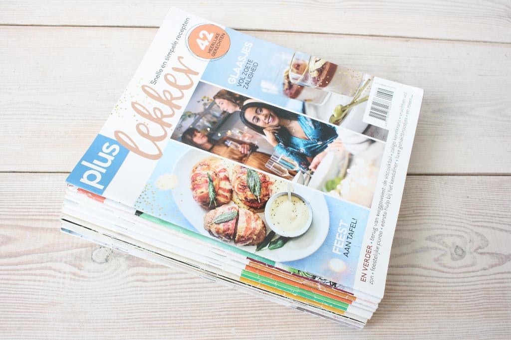 13 Kooktijdschriften Plus lekker 2022-2024, Verzenden, Gezond koken, Tapas, Hapjes en Dim Sum, Zo goed als nieuw