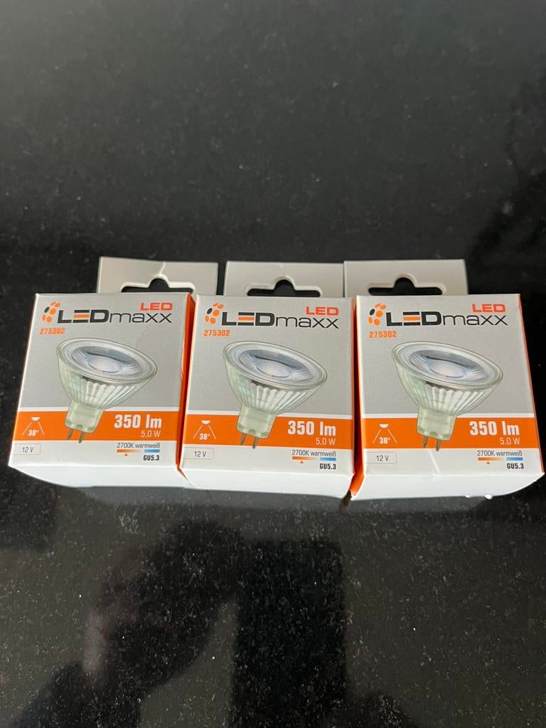 9 x LEDMAXX SPOT MR16 5W 350LM 12V GU5.3 NIET-DIMBAAR Ø5CM, Led-lamp, Minder dan 30 watt, Nieuw, Bipin of Steekvoet