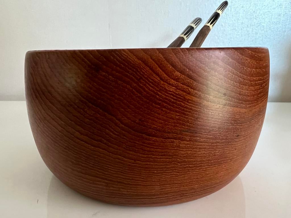 Vintage Groot Zweeds Bo Svensk Teakhout Schaal Bowl 60’s, Ophalen of Verzenden, Zo goed als nieuw, Rond, Hout