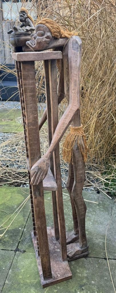 Houten Afrikaanse CD-rek met Tribal Sjamaan, Ophalen of Verzenden, Zo goed als nieuw, 25 tot 75 discs, Cd's