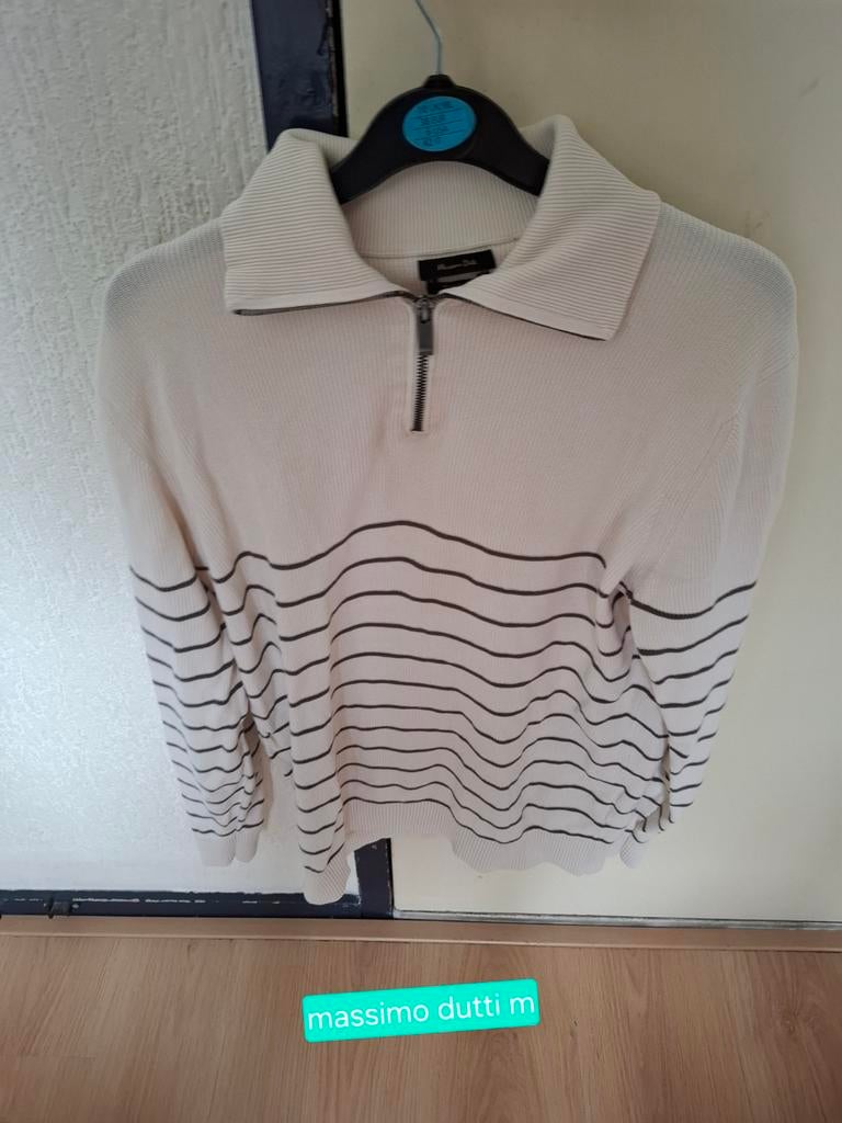 Massimo Dutti trui / witte zipzop trui met kraag en rits, Kleding | Heren, Truien en Vesten, Maat 48/50 (M), Wit, Ophalen of Verzenden