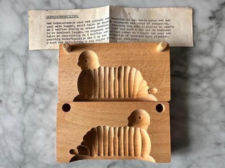 Boterschaapje Boter Mal Hout Vintage, Antiek en Kunst, Curiosa en Brocante, Ophalen of Verzenden