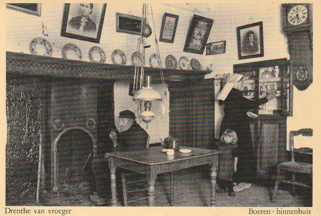 Drenthe van vroeger Boeren-binnenhuis, Ophalen of Verzenden, 1960 tot 1980, Ongelopen, Drenthe
