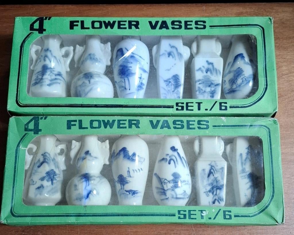 porselein handbeschilderd Chinese vaasjes 1 set beschikbaar, Antiek en Kunst, Ophalen of Verzenden