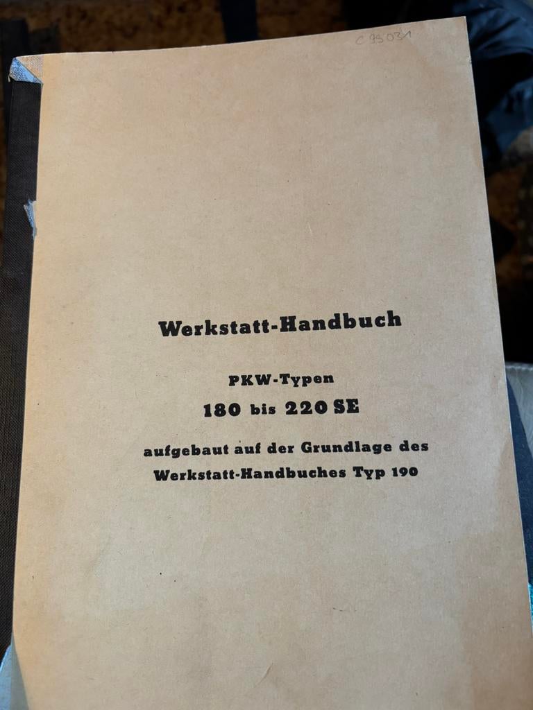 Werkstatt Handbuch  pkw 180 bis 220SE, Ophalen, Zo goed als nieuw, Mercedes