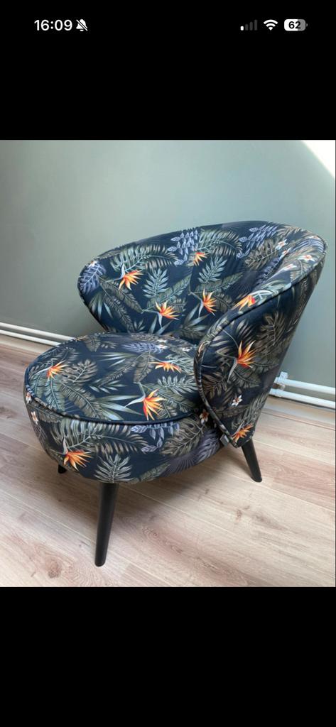 fauteuil wood met print, Ophalen, Minder dan 75 cm, Zo goed als nieuw, Stof