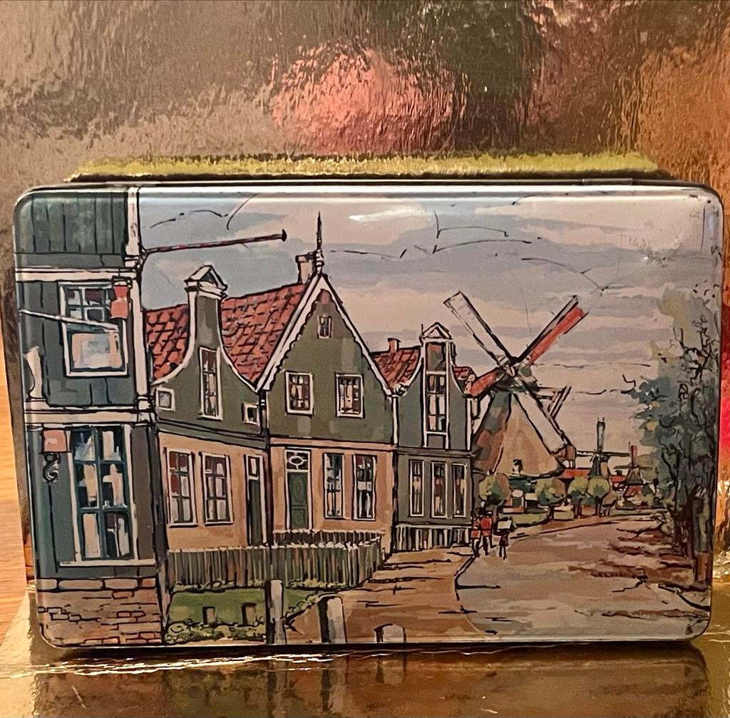 Vintage Verkade Koektrommel met Hollands tafereel (MPXI), Ophalen of Verzenden, Gebruikt, Beschuit, Verkade