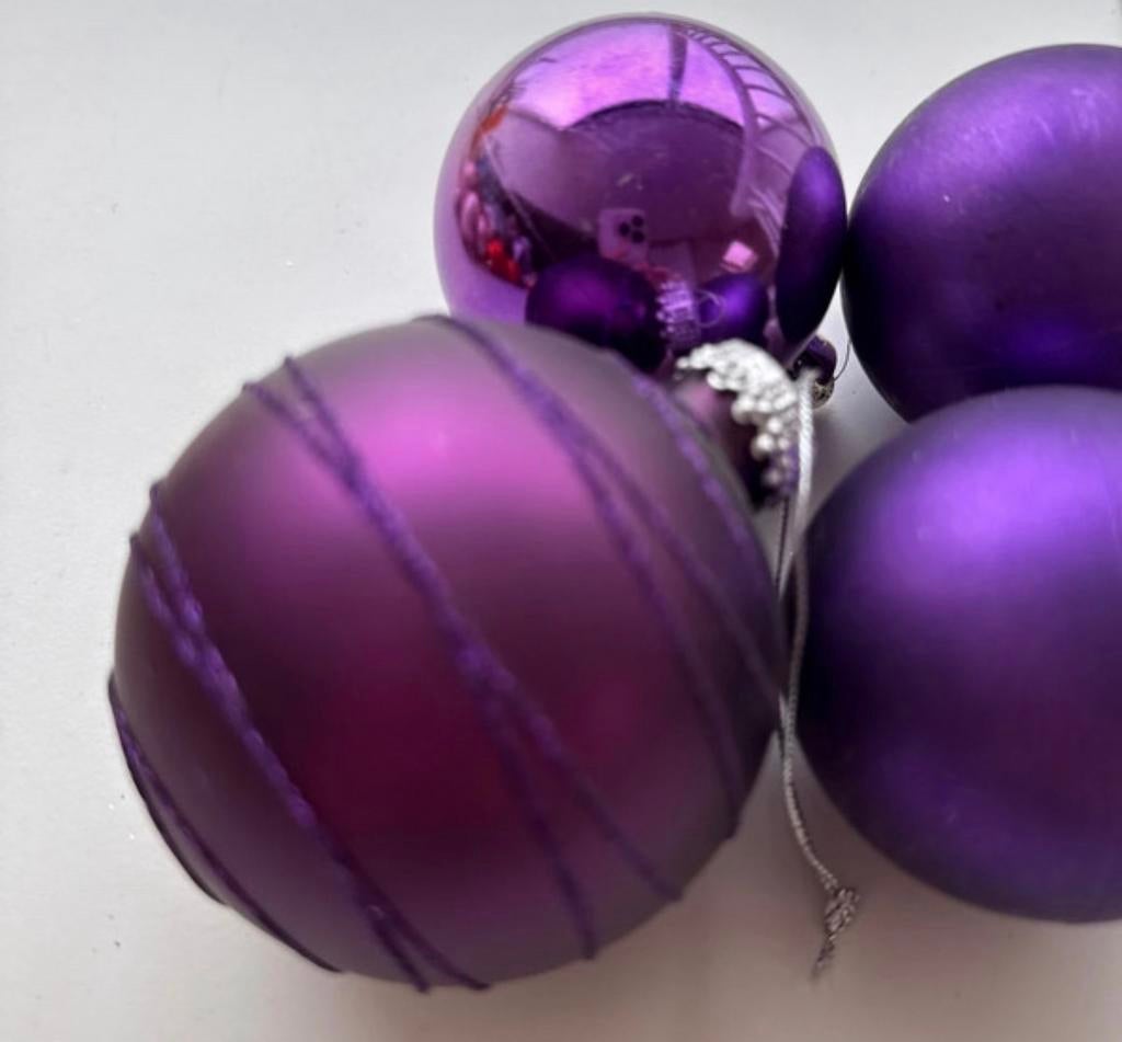Paarse kerstballen - set van 4, Ophalen of Verzenden, Nieuw