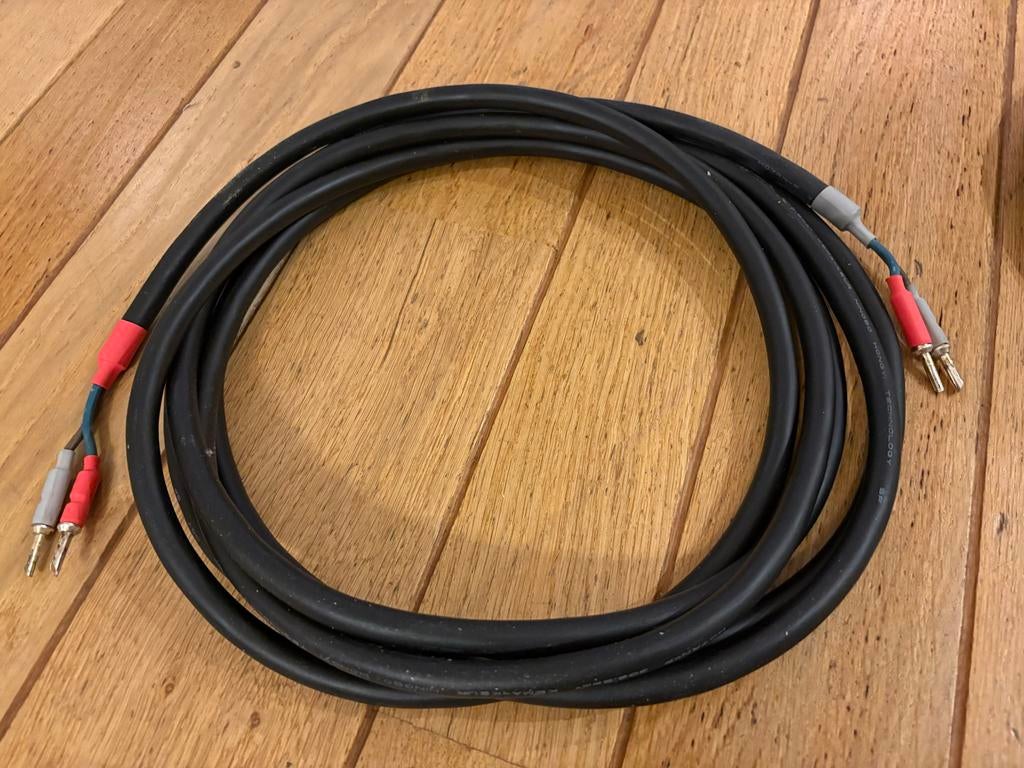 Luidsprekerkabel set 2 x 5m, 2,5mm2, Zilveren banaanstekkers, Ophalen of Verzenden, Gebruikt, 2 tot 5 meter, Luidsprekerkabel