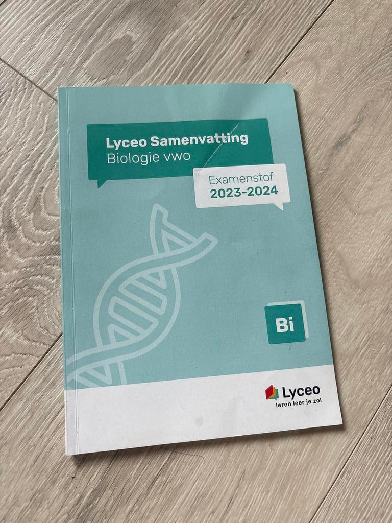 Lyceo Samenvatting Biologie VWO Examenstof 2023-2024, Boeken, Schoolboeken, Ophalen of Verzenden, Zo goed als nieuw, VWO, Biologie