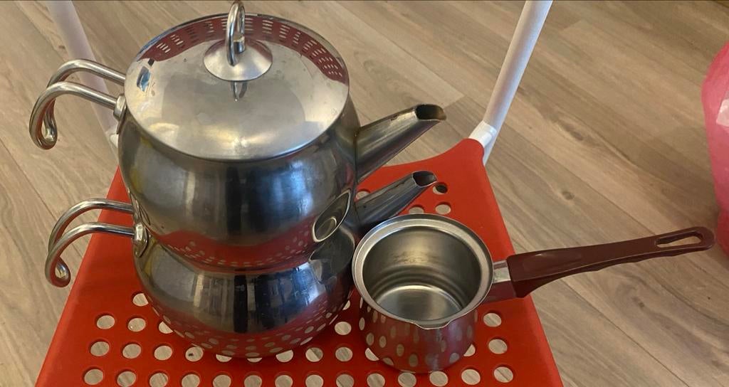 Turkse Theepot Set – Compleet + Extra Pan – €15, Ophalen, Gebruikt