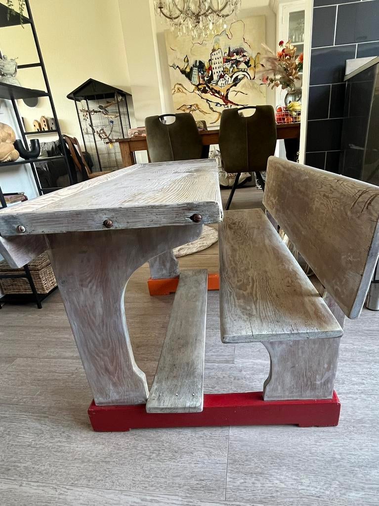 schoolbankje antiek bieden, Antiek en Kunst, Ophalen of Verzenden