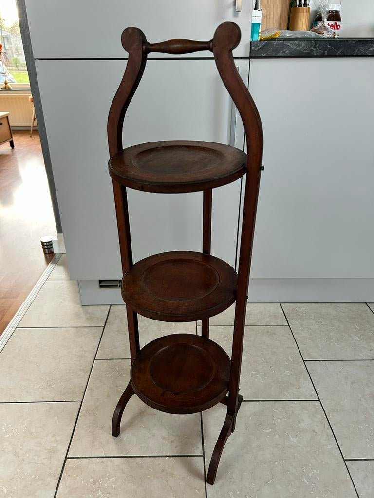 Antieke Inklapbare Mahoniehouten Cakestand / Taartplateau, Antiek en Kunst, Ophalen