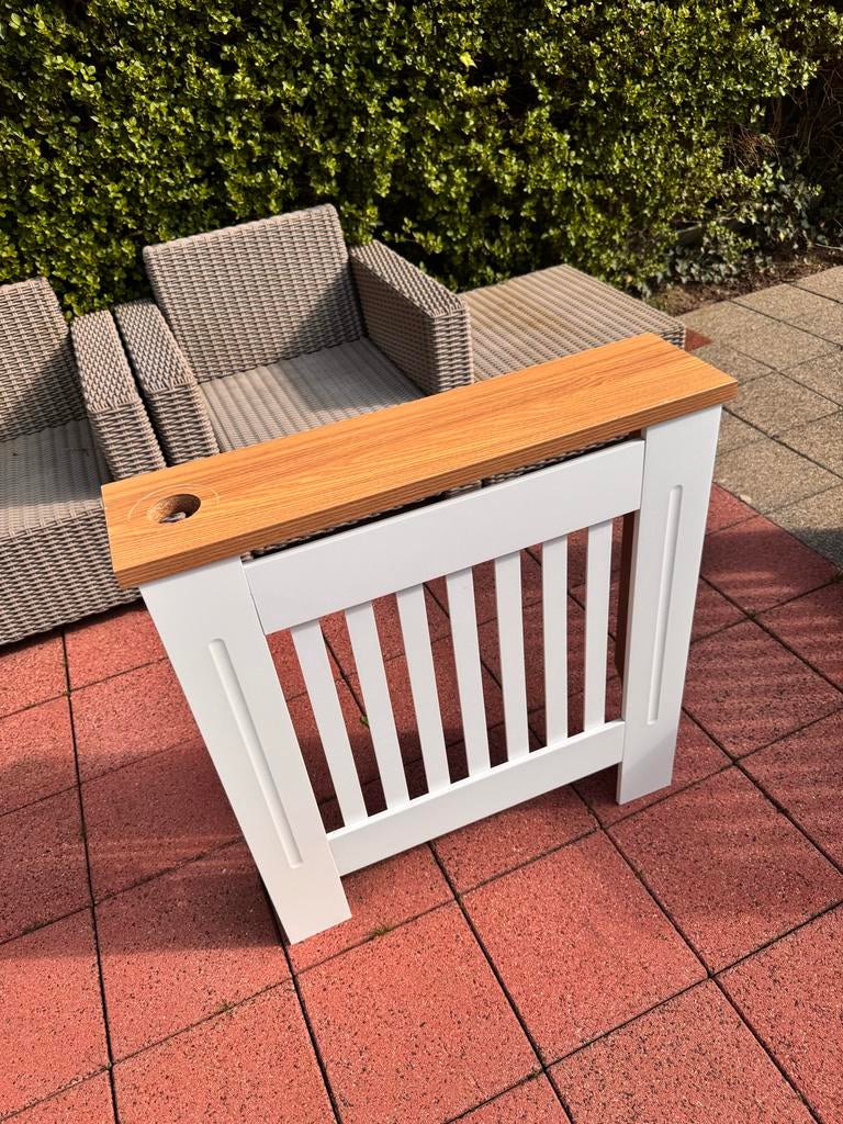 Radiatorombouw wit met houten blad, Ophalen of Verzenden, Gebruikt, Radiator, 30 tot 80 cm