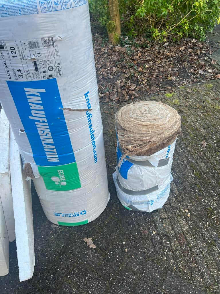 Isolatiemateriaal: Tempex en Knauf Naturoll Glaswol, Doe-het-zelf en Verbouw, Isolatie en Afdichting, Ophalen, 12 cm of meer, Nieuw