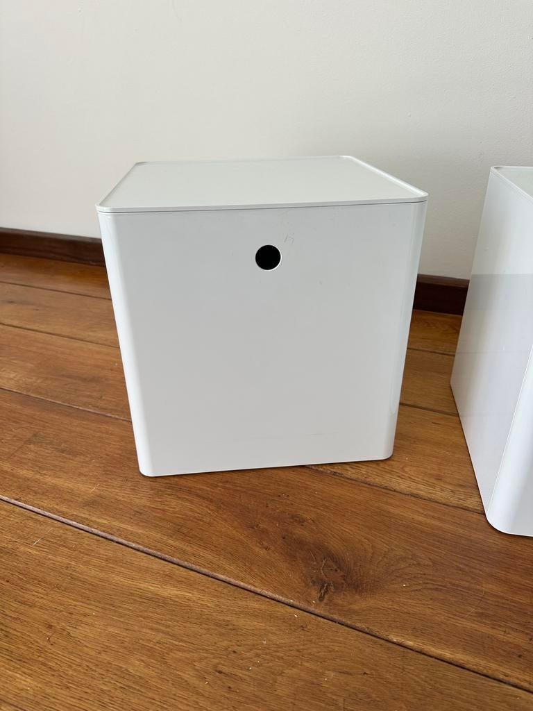 2x IKEA KUGGIS Opbergbak met deksel wit 32x32x32 cm, Ophalen, Zo goed als nieuw, Kunststof, Minder dan 50 cm