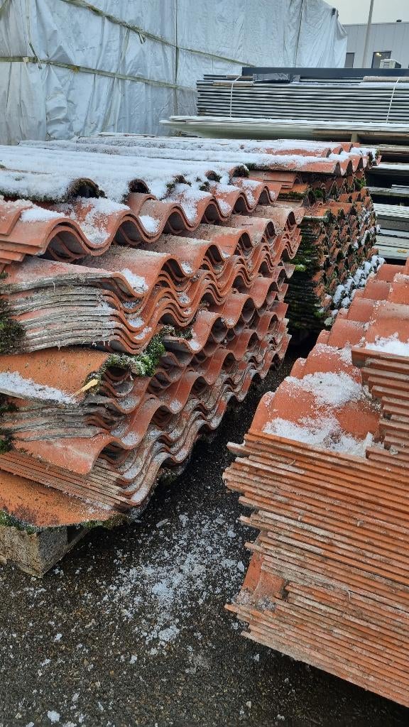 Vezelcement golfplaten ( 417 ), Doe-het-zelf en Verbouw, Dakpannen en Dakbedekking, Ophalen, Gebruikt, Steen of Klei, Zwart