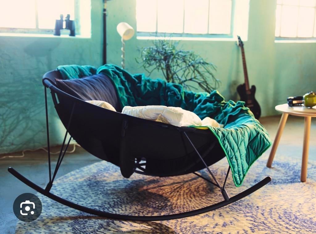 IKEA PS 2017 schommelstoel, Gebruikt, Zwart, Ophalen of Verzenden, Metaal