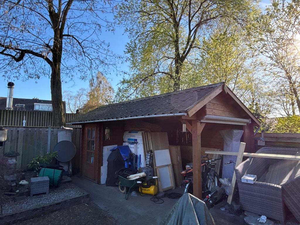 Tuinhuis 5x3 meter overkapping - zelf demonteren, Tuin en Terras, Tuinhuizen, Gebruikt, Tuinhuis, Hout, 500 cm of meer, 200 tot 400 cm