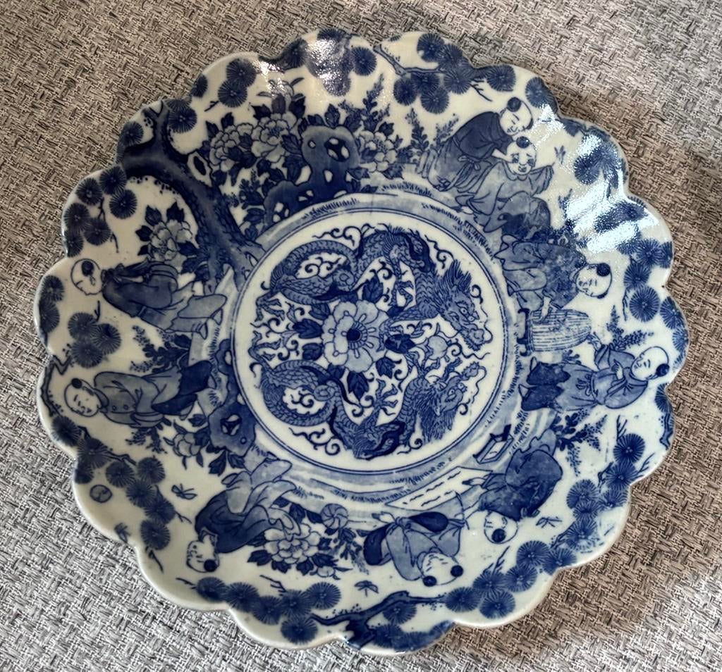 Delfts Blauw Wandbord Zotjes decor - Chinoiserie - Puntgaaf, Antiek en Kunst, Ophalen of Verzenden