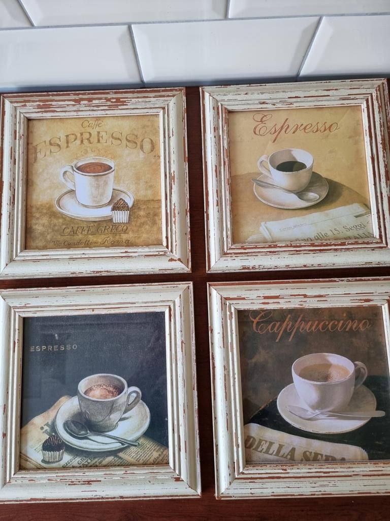 4x lijsten Italiaanse koffie, Minder dan 50 cm, Ophalen of Verzenden, Zo goed als nieuw, Minder dan 50 cm
