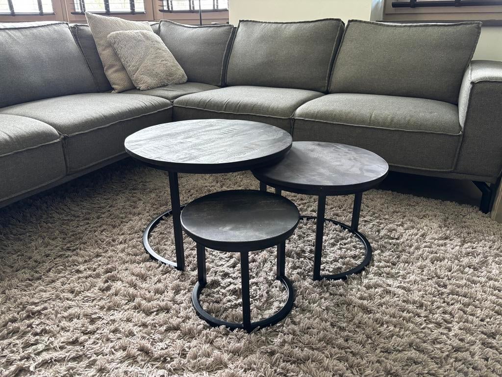 Salontafels set zwart rond, Ophalen of Verzenden, Zo goed als nieuw