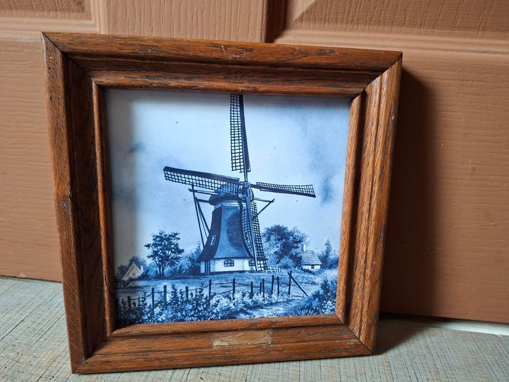 Vintage blauwe tegel molen van JC  Hunnik, Ophalen of Verzenden