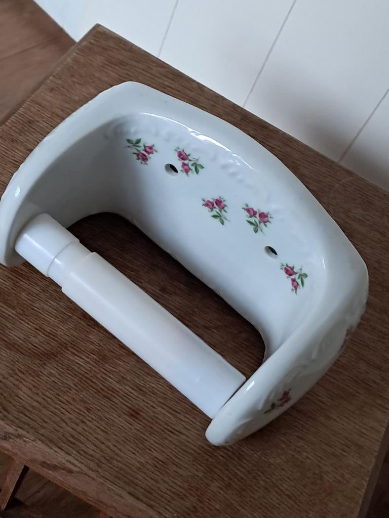 Brocante antieke porceleinen wc rolhouder, Ophalen of Verzenden