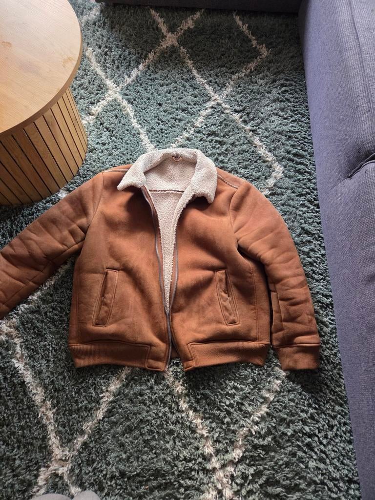 Bruine jas met teddy voering, Bruin, Maat 56/58 (XL), Zo goed als nieuw, C&A