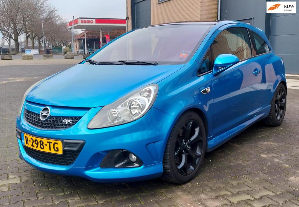 Opel Corsa 1.6-16V T OPC Recaro 192PK Camera, Gebruikt, Zwart, Blauw, Leder en Stof