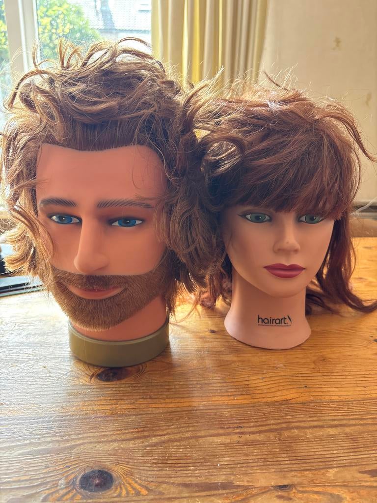 2 oefenhoofden met haar kapper, Ophalen of Verzenden, Gebruikt, Pruik of Haarverlenging