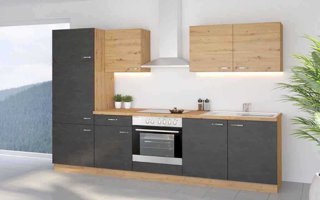 Complete Keuken Antraciet Eiken, Huis en Inrichting, Keuken | Complete keukens, Overige materialen, Nieuw, Enkelwandige keuken
