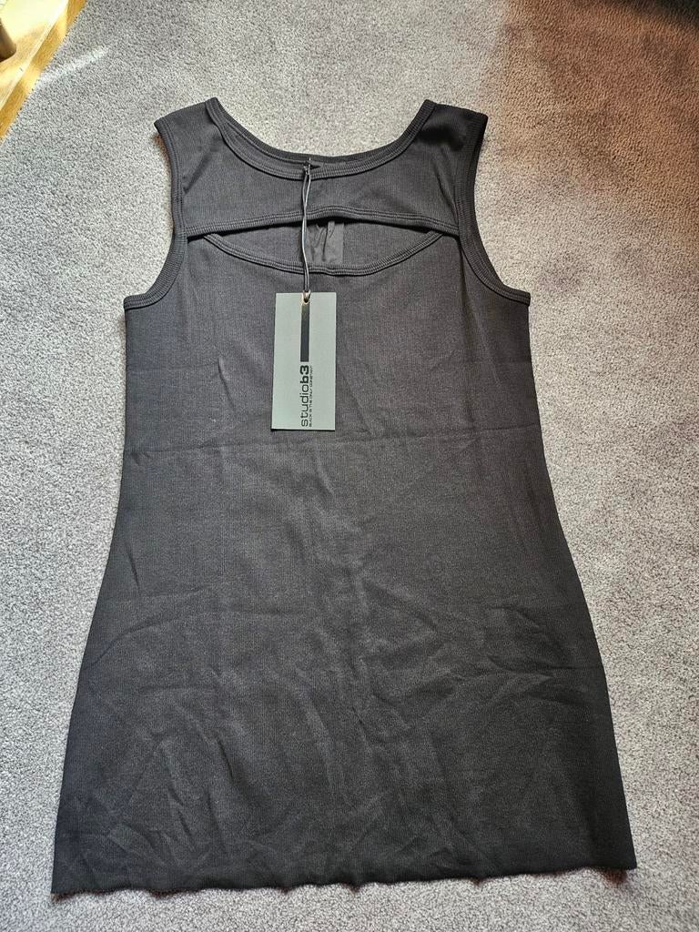 Zwarte zomertop van elastische rib, Studio B3, mt 4446, Ophalen of Verzenden