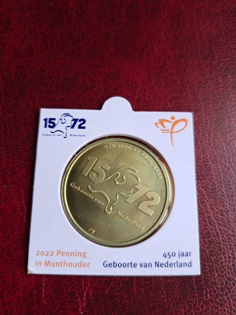 Penning 450 jaar Geboorte Nederlandse Bedrukte Munthouder, Ophalen of Verzenden, Overige materialen, Nederland