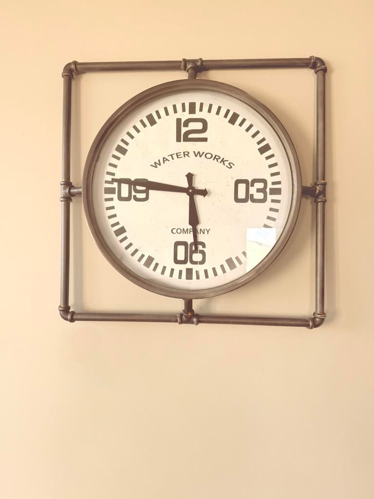 Stoer industrieel landelijk supergave klok, Ophalen, Zo goed als nieuw, Wandklok