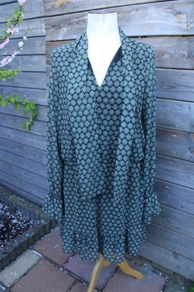 Jurk groen/ zwart Jane Lushka mt M Vaste prijs, Maat 38/40 (M), Verzenden, Zo goed als nieuw, Jane Lushka