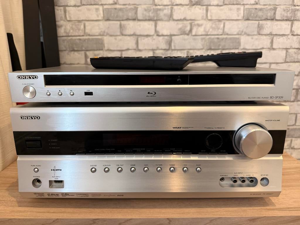 Onkyo TX-SR607 Versterker & BD-SP309 Blu-ray Speler Set, Gebruikt, Ophalen of Verzenden, 120 watt of meer, Onkyo