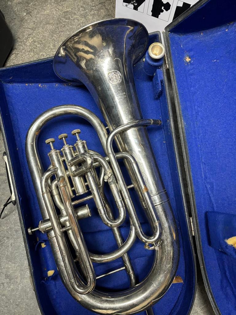 Vintage Euphonium/Tenortuba met koffer, Ophalen of Verzenden, Gebruikt, Euphonium of Tenortuba, Met koffer of draagtas
