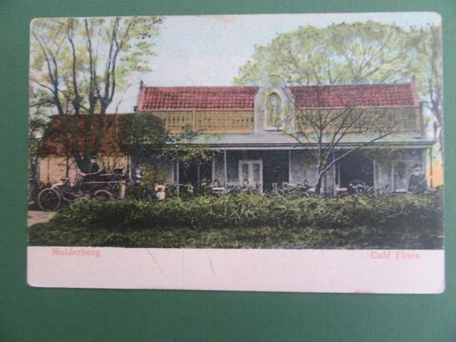 Oude ansichtkaarten Muiderberg Cafe Flora, Ophalen of Verzenden, Voor 1920, Gelopen, Noord-Holland