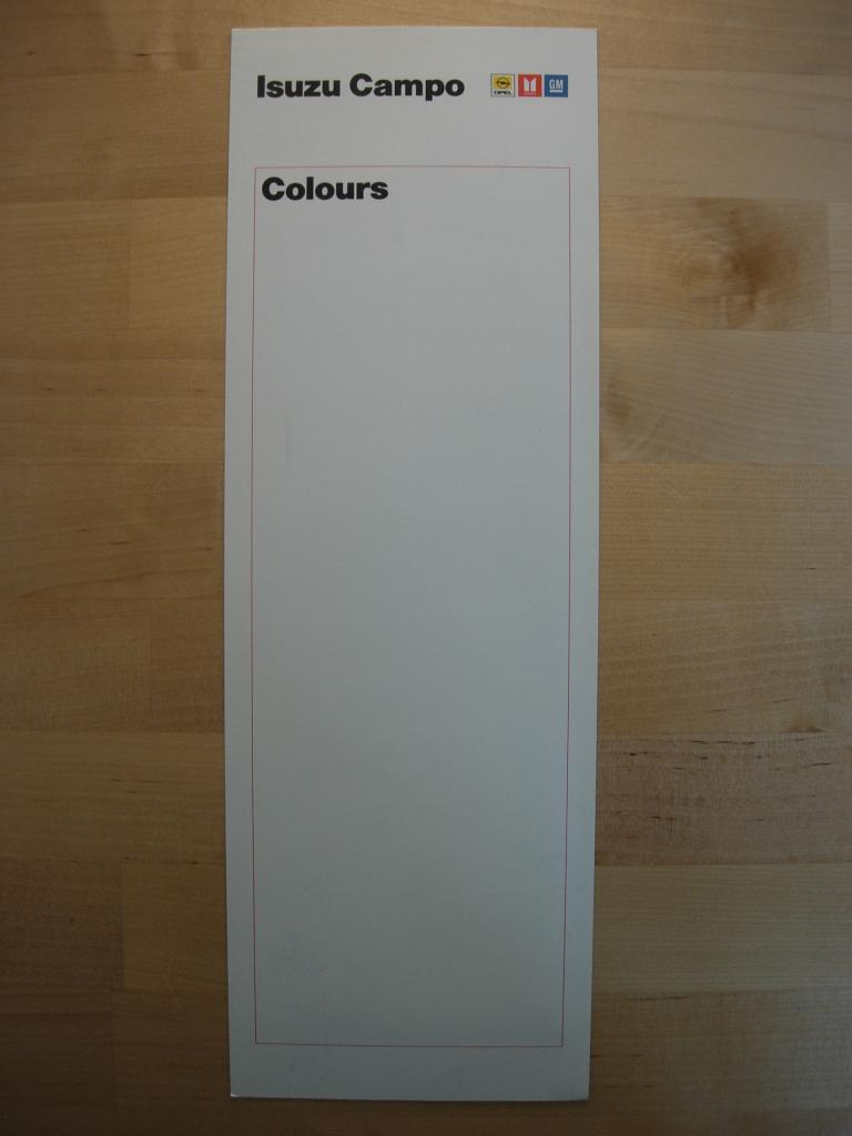 Isuzu Campo Pick-Up Kleuren Brochure ca 1990 Pickup Pick up, Ophalen of Verzenden, Zo goed als nieuw, Overige merken, Isuzu