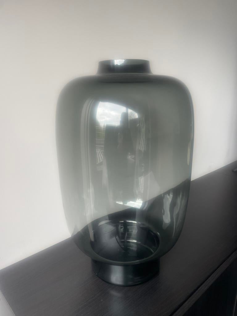 Glazen vaas zwart / grijs 53 hoog doorsnee 30, Ophalen, 50 tot 75 cm, Zwart, Glas