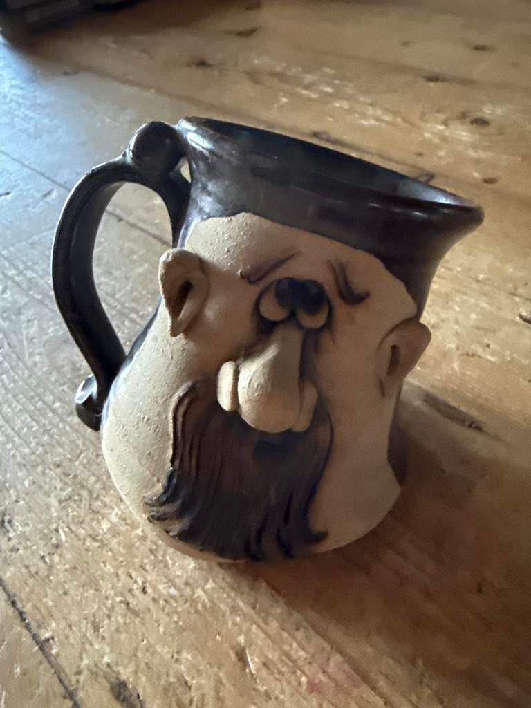 Vintage Peter Petrie Pottery Mok - Grappig Gezicht, Ophalen of Verzenden