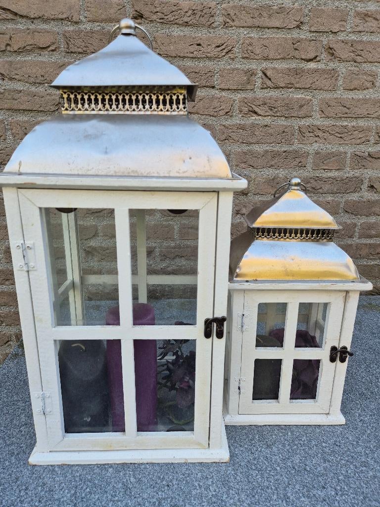 Windlicht groot en klein, Ophalen, Gebruikt, 25 tot 50 cm, Wit