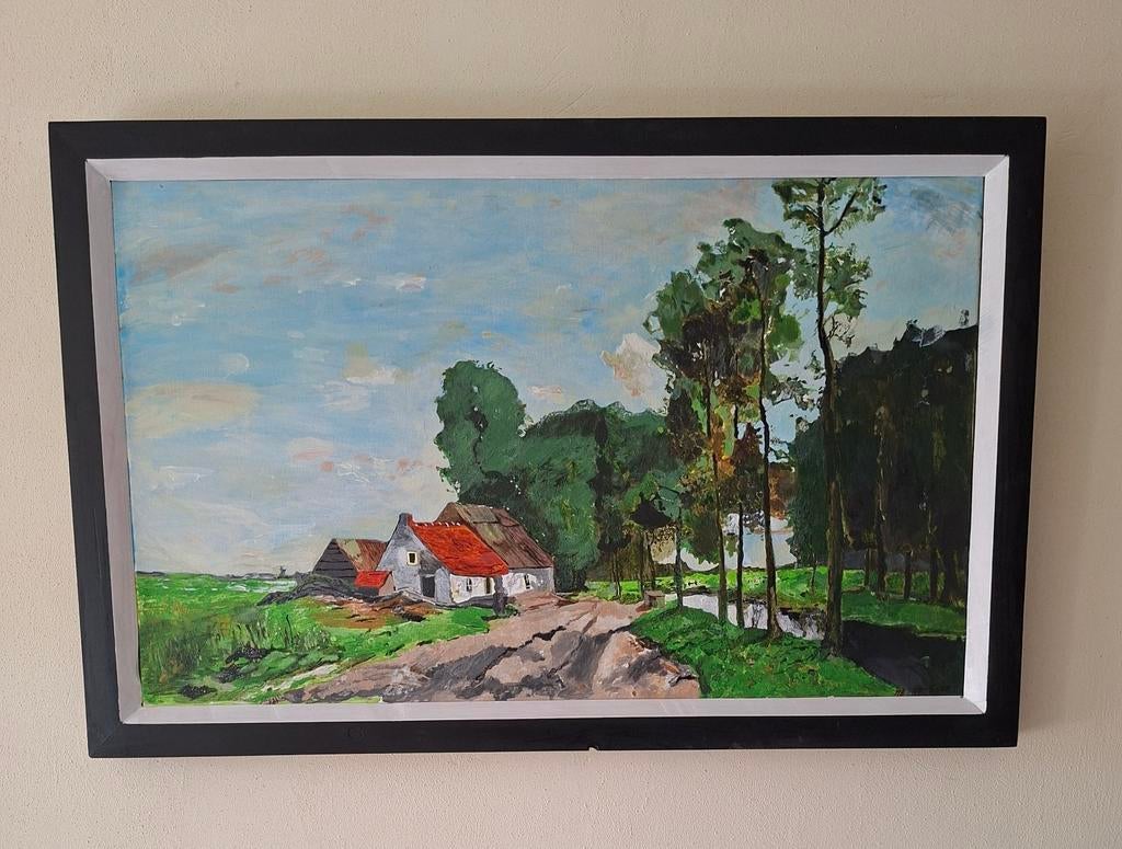 Schilderij  in houten lijst 9058cm, Ophalen of Verzenden