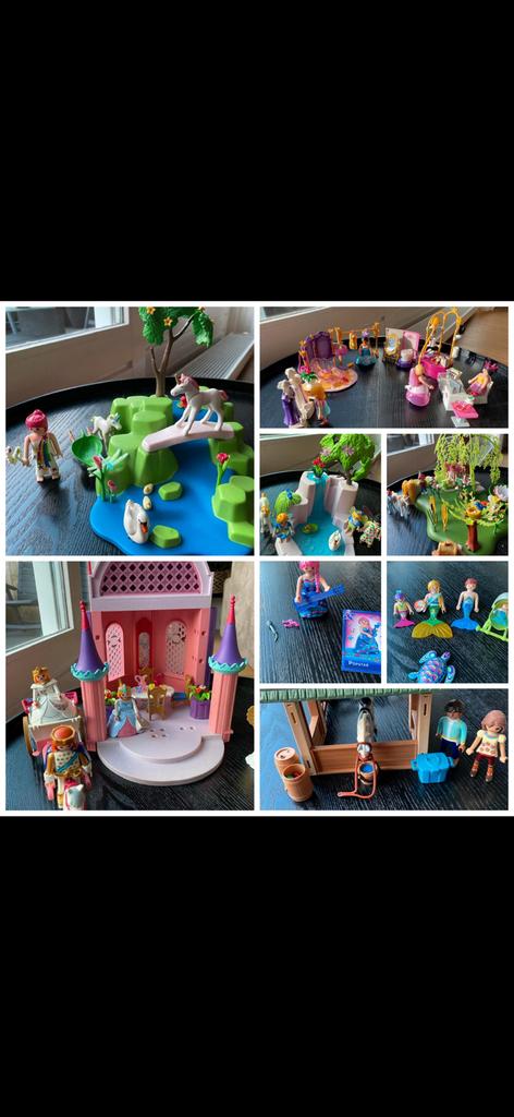 Grote set playmobil, kasteel, fee, winkel, paarden, waterval, Ophalen, Gebruikt